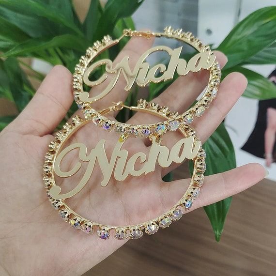 Hoop earrings with colored stones deals