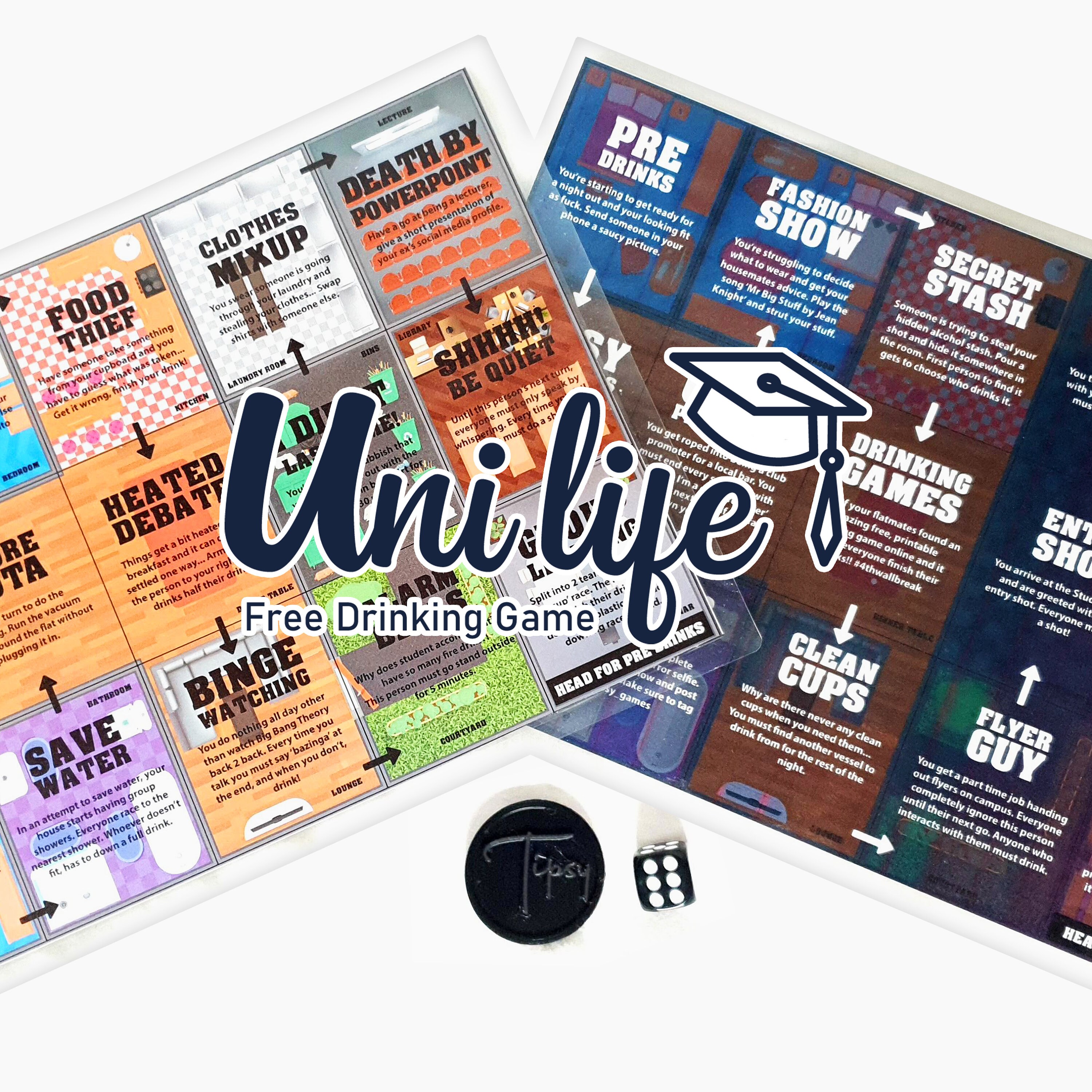 uni life free print play drinking board game etsy ireland