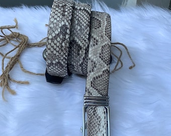 GENUINE Python Leather Belt for Men, Mens handmade leather belt,hand stitched, made to fit your waist size