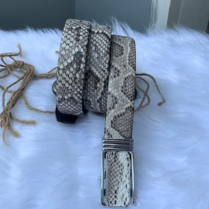 GENUINE Python Leather Belt for Men, Mens handmade leather belt,hand stitched, made to fit your waist size