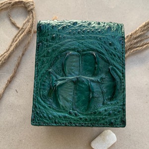 Groene Premium Echte Al-li Lederen Huid Bifold Portemonnee voor Mannen, Handgemaakte Lederen portemonnee, Cadeau voor hem, lederen portemonnee mannen,