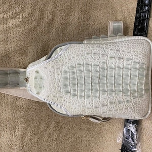 White Genuine alligator  handbag for men, crossbody men, leather handbag, handbag men, Luxury Designer Leather handbag For men Active