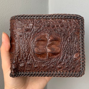 Brown Premium Genuine Al-li Leather Skin Bifold Wallet para hombres, billetera de cuero hecha a mano, regalo para él, billetera de cuero