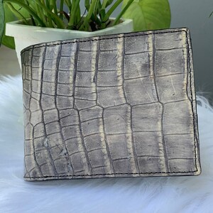 Silver Premium Genuine Al-li Leather Skin Bifold Wallet para hombres, billetera de cuero hecha a mano, regalo para él, billetera de cuero para hombres,