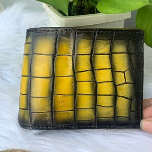 Dubbele kant echte Al-li WAX PATINA lederen huid bifold portemonnee voor mannen, handgemaakte lederen portemonnee, cadeau voor hem, lederen portemonnee mannen,