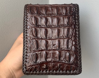 Brown Premium Genuine alligator Leather Skin Bifold Wallet for Men,Handmade Leather wallet, Gift for him, leather wallet men,