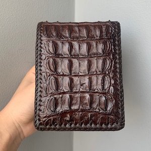 Bruine premium echte Al-li lederen huid bifold portemonnee voor mannen, handgemaakte lederen portemonnee, cadeau voor hem, lederen portemonnee mannen,