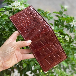 Brown Premium Genuine Al-li Leather Skin Bifold Wallet para hombres, billetera de cuero hecha a mano, regalo para él, billetera de cuero para hombres,