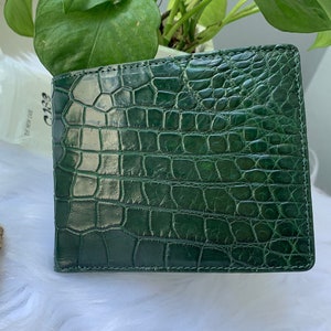 Portefeuille pliant en cuir al-li véritable Green Premium pour hommes, portefeuille en cuir fait à la main, cadeau pour lui, portefeuille en cuir pour hommes,