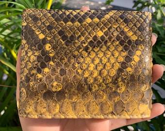 ECHTE Python Haut Bifold Portemonnaie für Männer, Handgemachte Leder Geldbörse, Geschenk für ihn, Leder Geldbörse Männer,