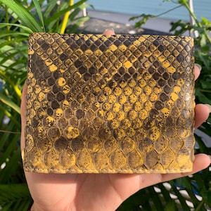 Genuino Python skin bifold cartera para hombres, cartera de cuero hecho a mano, regalo para él, hombres cartera de cuero,