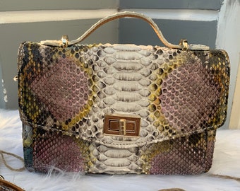 Python Skin Bag for girl,fashion girl,handbag,Lady Bags, Women Purse, leather handbag girl,  Luxury Designer Leather handbag For Women
