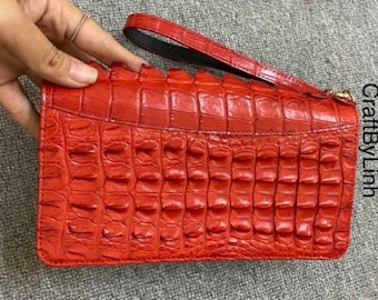 Premium Original leather skin clutch wallet men's and women's with 2 zippers 100% handmade from real original skin