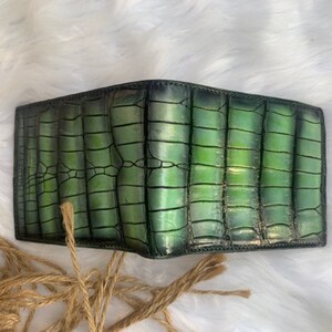 Doble cara Genuine Al-li WAX PATINA Leather Skin Bifold Wallet para hombres, Handmade Leather wallet, Gift for him, leather wallet men,