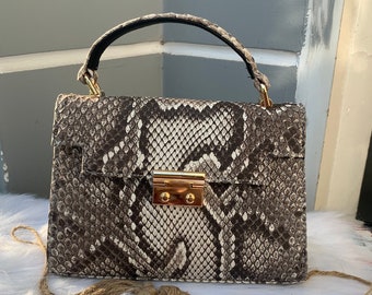 Python Skin Bag for girl,fashion girl,handbag,Lady Bags, Women Purse, leather handbag girl,  Luxury Designer Leather handbag For Women