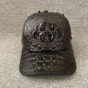 Piel de cuero genuina Al-li hornback, gorra hecha a mano, sombrero de cuero hecho a mano, regalo para él, hombres de billetera de cuero,