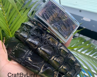Genuine alligator Leather Belt for Men, Mens handmade leather belt,hand stitched, made to fit your waist size