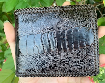 Premium Genuine Ostrich Leather Skin Bifold Wallet for Men,Handmade Leather wallet, Gift for him, leather wallet men