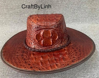 Premium Genuine Al-li Leather Hat,cowboy hat, gift for him, Mens Cowboy Hat, Hat Bush Womens, Hat Cowgirl Hat, Customize Leather Hat