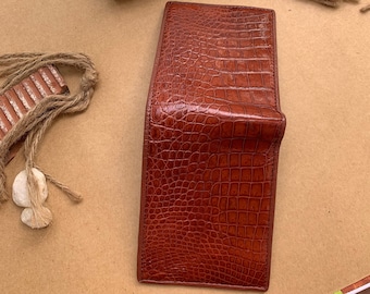 Brown Genuine alligator wallet for men, genuine  leather wallet, men wallet, leather wallet men, gift for him