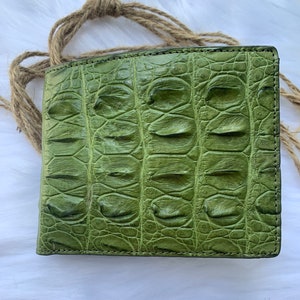 Verde Premium Genuino Al-li Cuero Piel Bifold Wallet para Hombres, Billetera de Cuero Hecho a Mano, Regalo para él, Cartera de cuero para hombres,