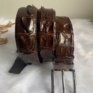 Brown Genuine alligator Leather Belt for Men, Mens handmade leather belt,hand stitched, made to fit your waist size