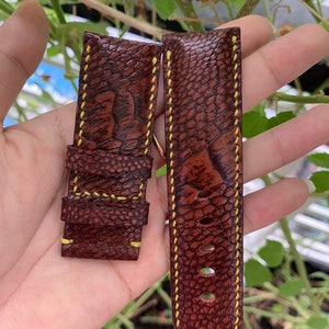 Brown Ostrich leather Watch Strap Band , gift for him, leather watch bands, Ostrich watch strap, leather watch strap