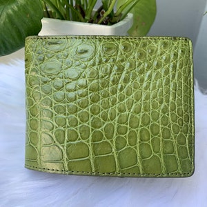 Verde Premium Genuino Al-li Cuero Piel Bifold Wallet para Hombres, Billetera de Cuero Hecho a Mano, Regalo para él, Cartera de cuero para hombres,