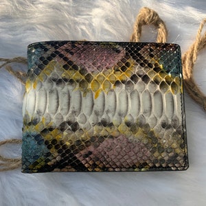 GENUINE Python Skin Bifold Wallet for Men,Handmade Leather wallet, Gift for him, leather wallet men,