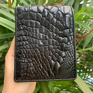 Zwarte echte al-li lederen huid bifold portemonnee voor mannen, handgemaakte lederen portemonnee, cadeau voor hem, lederen portemonnee mannen,