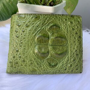Verde Premium Genuino Al-li Cuero Piel Bifold Wallet para Hombres, Billetera de Cuero Hecho a Mano, Regalo para él, Cartera de cuero para hombres,