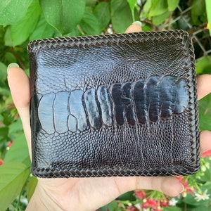 Premium Echte Struisvogel lederen huid bifold portemonnee voor mannen, handgemaakte lederen portemonnee, Cadeau voor hem, lederen portemonnee mannen