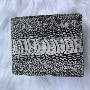 Premium Echte Struisvogel lederen huid bifold portemonnee voor mannen, handgemaakte lederen portemonnee, Cadeau voor hem, lederen portemonnee mannen