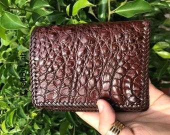 Echte alligatorleren huid portemonnee voor mannen, handgemaakte lederen portemonnee, cadeau voor hem, leren portemonnee mannen,