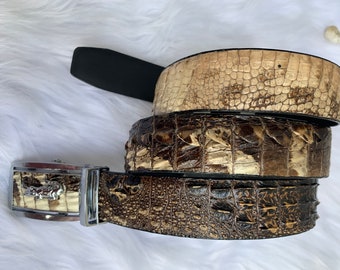Premium Genuine Original Alligator  Leather Belt for Men, Mens handmade leather belt,hand stitched, made to fit your waist size