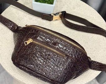 Blue Genuine alligator handbag for men, crossbody men, leather handbag, handbag men, Luxury Designer Leather handbag For men Active
