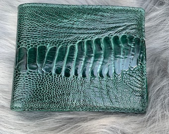 Premium Genuine Ostrich Leather Skin Bifold Wallet for Men,Handmade Leather wallet, Gift for him, leather wallet men