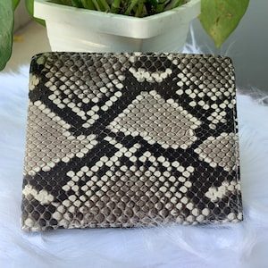 GENUINE Python Skin Bifold Wallet para hombres, billetera de cuero hecha a mano, regalo para él, billetera de cuero para hombres,