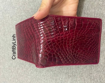 Premium echte alligatorleer skin portemonnee voor mannen, handgemaakte lederen portemonnee, cadeau voor hem, leren portemonnee mannen,