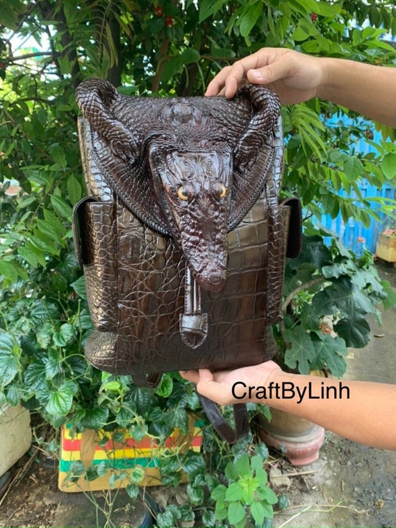 crocodile backpack alligator leather Sun in Brown STALVEY Official US Site Its high Handmade Genuine Vietnam Alligator Skin