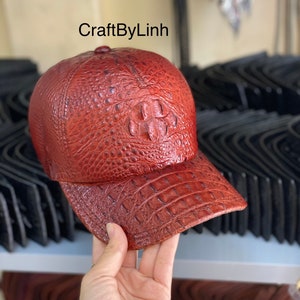 Piel de cuero genuina de al-li hornback, gorra hecha a mano, sombrero de cuero hecho a mano, regalo para él, billetera de cuero para hombres,