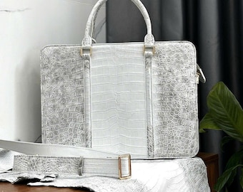 Genuine alligator handbag for men,laptop bag, crossbody men, handbag, leather handbag men, Luxury Designer Leather handbag For men Active