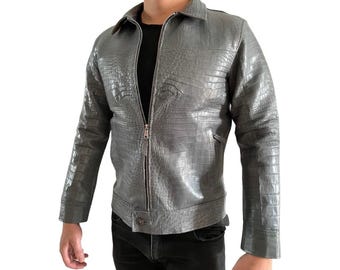 Chaquetas y abrigos de moda para hombre de auténtica piel de cocodrilo, chaqueta de tendencia para hombre, chaqueta de cuero, regalo para hombre, chaqueta de lujo para hombre