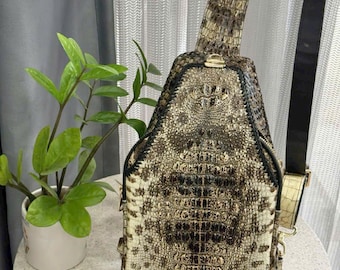 Genuine alligator  handbag for men, crossbody men, leather handbag, handbag men, Luxury Designer Leather handbag For men Active