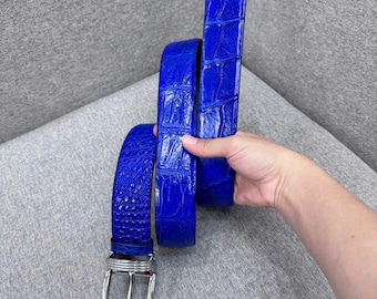 Genuine alligator Leather Belt for Men, Mens handmade leather belt,hand stitched, made to fit your waist size