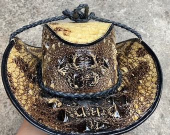 Genuine alligator Leather Hat,cowboy hat, gift for him, Mens Cowboy Hat, Hat Bush Womens, Hat Cowgirl Hat, Customize Leather Hat
