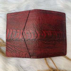 Purple Vietnam Premium Ostrich Leather Cards titular, estuches de tarjetas de visita, Regalo para él, billetera de cuero, titular de tarjetas hechas a mano
