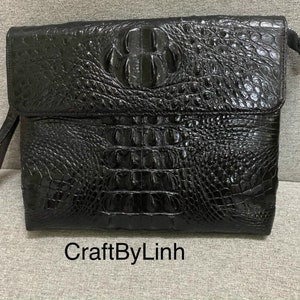 Carteira de couro genuíno Al-li, carteira masculina e feminina 100% feita à mão em Cro-co real, bolsas, carteiras, bolsas para Ipad, presente para ele