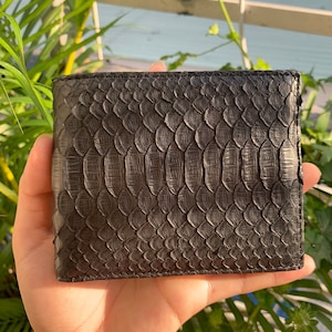 GENUINE Python Skin Bifold Wallet for Men,Handmade Leather wallet, Gift for him, leather wallet men,