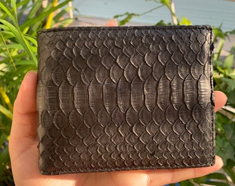 GENUINE Python Skin Bifold Wallet for Men,Handmade Leather wallet, Gift for him, leather wallet men,